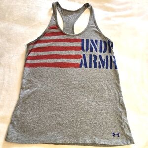 Under Armour Women's Gray Flag Logo Racerback Athletic Tank Small